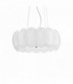 White pendant light OVALINO 8 bulbs