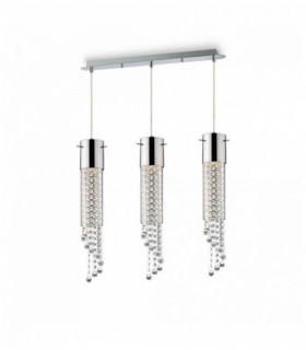 Colgante de cristal cromado GOCCE 3 bombillas