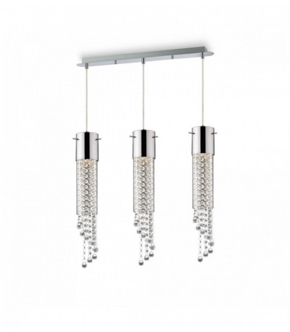 Chromed crystal pendant GOCCE 3 bulbs