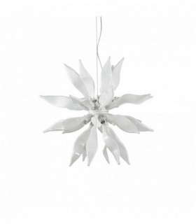White LEAVES pendant light 8 bulbs