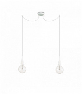 Weiße MINIMAL Pendelleuchte 2 Glühbirnen
