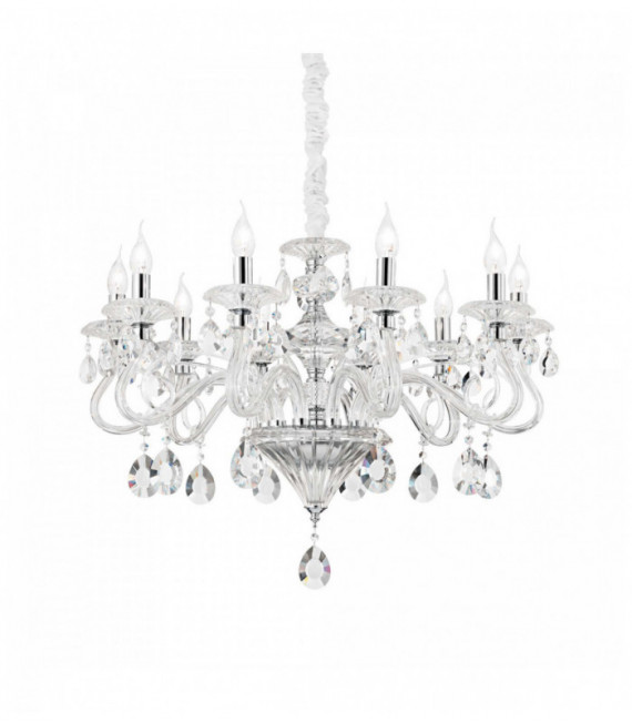 Transparent pendant in crystal NEGRESCO 10 bulbs