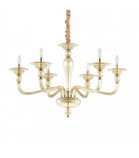 Amber pendant light DANIELI 6 bulbs