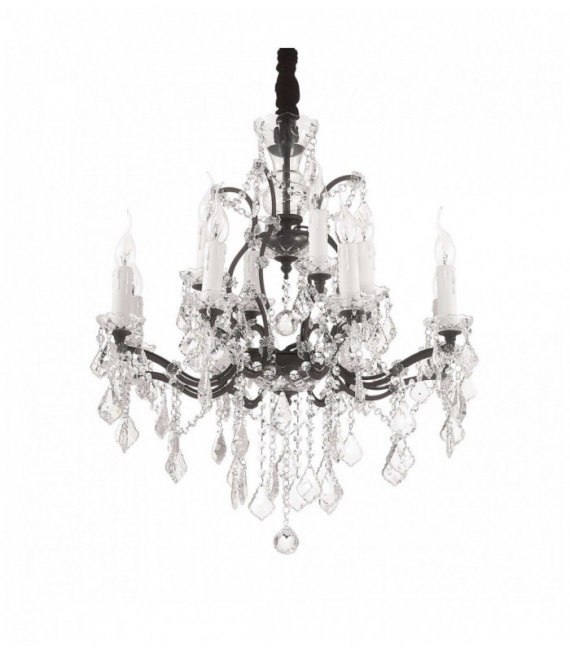 Lámpara colgante de cristal negro LIBERTY 12 bombillas