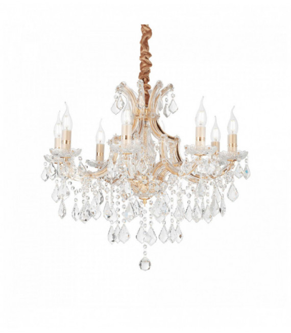 Golden crystal pendant NAPOLEON 8 bulbs