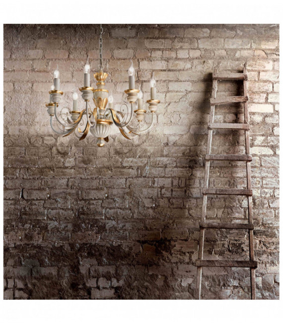Suspension Blanche antique FIRENZE 8 ampoules