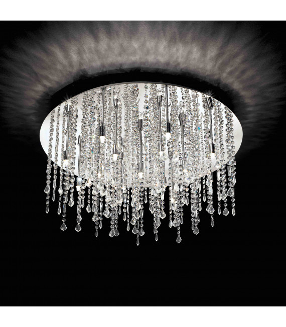 Lampada da soffitto cromata in cristallo ROYAL 15 lampadine