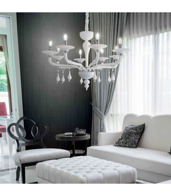 Lampada a sospensione bianca MIRAMARE 8 lampadine
