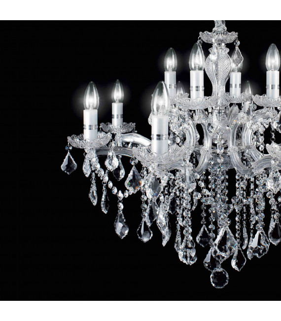 Colgante de cromo en cristal FLORIANO 18 bombillas