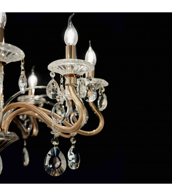 Suspension Dorée en cristal NEGRESCO 10 ampoules