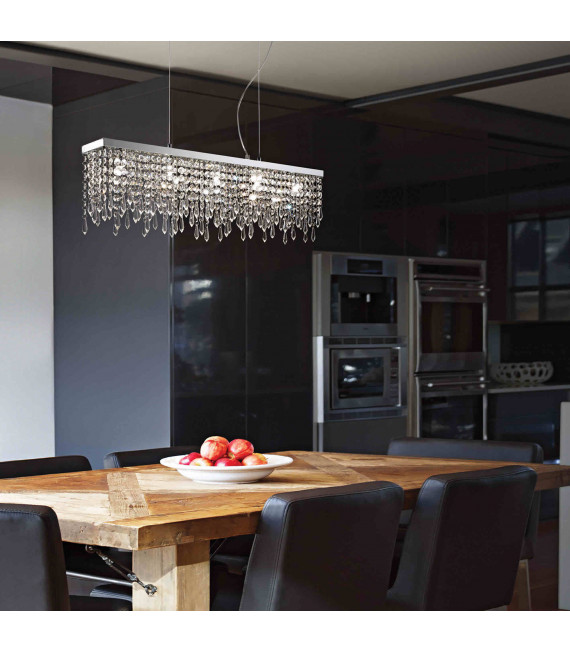 Transparent pendant in crystal GIADA CLEAR 7 bulbs