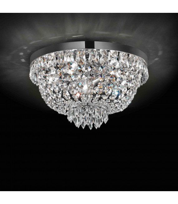 Plafonnier Chrome en cristal CAESAR 5 ampoules