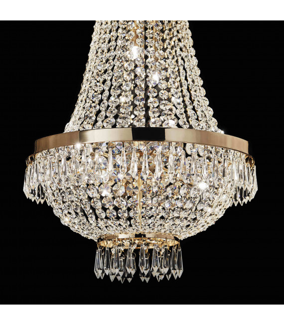 Suspension Dorée en cristal CAESAR 6 ampoules