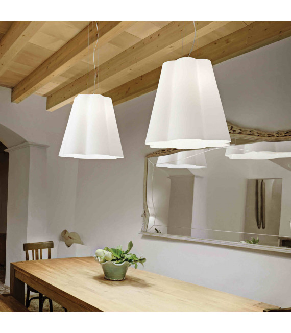 Weiße SESTO Pendelleuchte 1 Glühlampe Durchmesser 50 cm