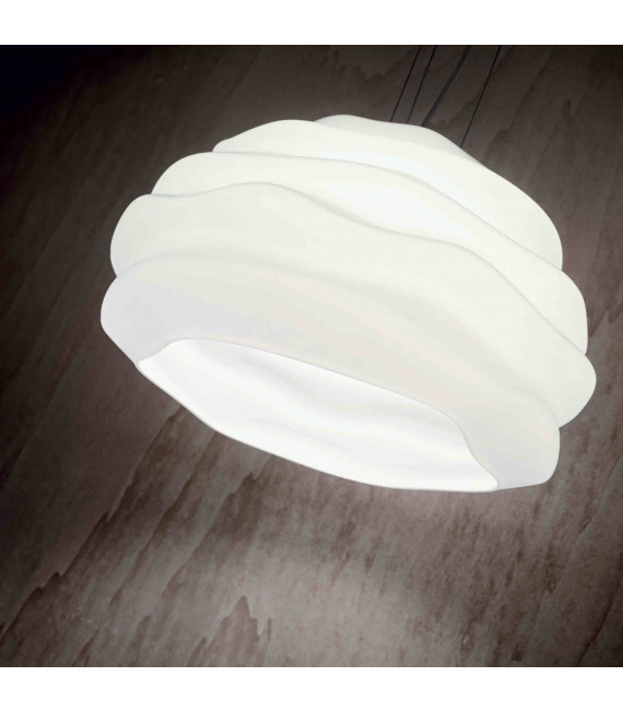 Weiße Pendelleuchte KARMA 1 Glühlampe Durchmesser 19 cm