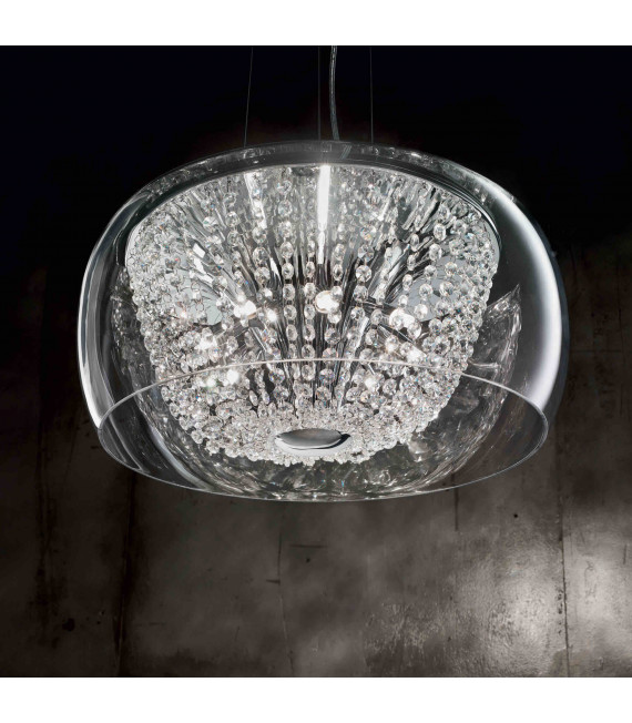 Suspension Chromée en cristal AUDIL-61 8 ampoules