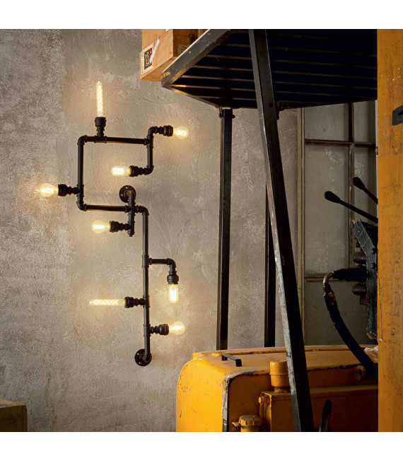 Black PLUMBER ceiling light 8 bulbs