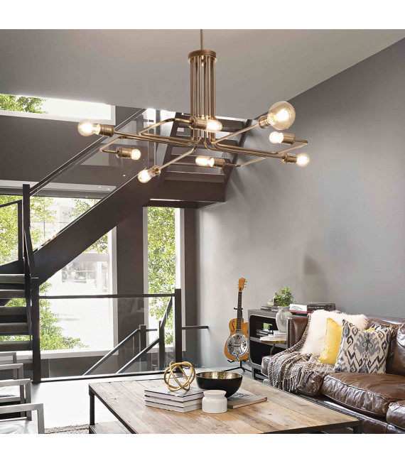 Lampada a sospensione in ottone antico TRIUMPH 8 lampadine