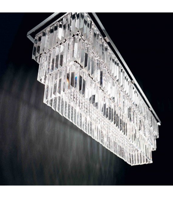 Suspension Chromée en cristal MARTINEZ 6 ampoules