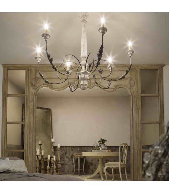 VOLTERRA lampada a sospensione in legno 6 luci