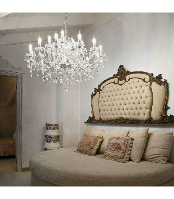 Suspension Chromée en cristal NAPOLEON 18 ampoules
