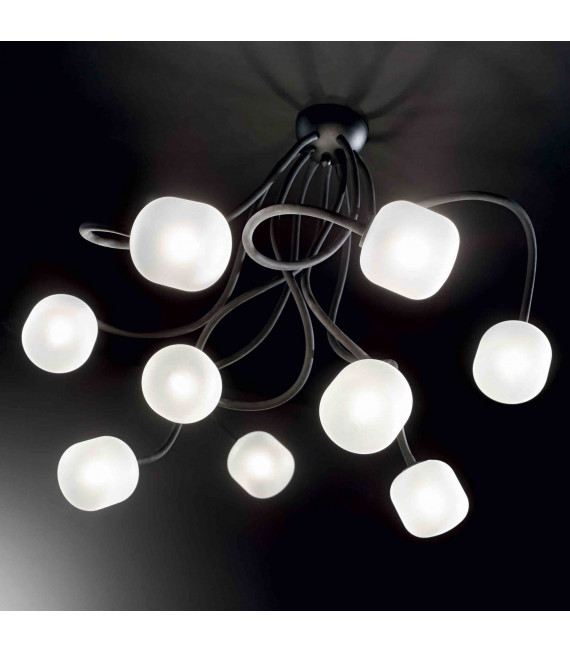 Plafonnier Noir OCTOPUS 9 ampoules