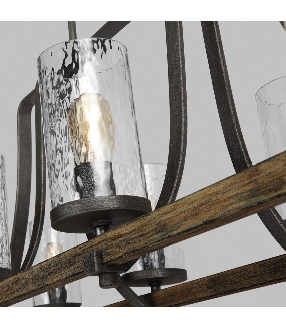 Chandelier Angelo en chêne / en ardoise en métal gris
