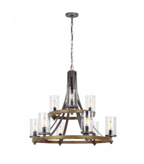 Chandelier Angelo en chêne / en ardoise en métal gris