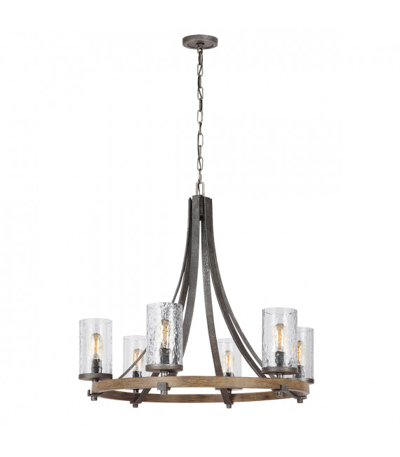 Chandelier Angelo en chêne / en ardoise en métal gris