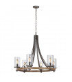 Chandelier Angelo en chêne / en ardoise en métal gris