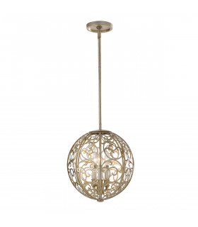 Chandelier Arabesque Patina de feuilles d'argent 39
