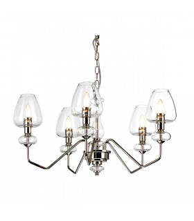 Chandelier Armand Nickel poli avec des nuances de verre claire 40