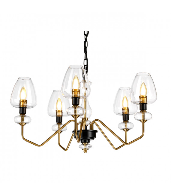 Chandelier Armand Peinture noire plaquée en laiton et charbon de bois 40