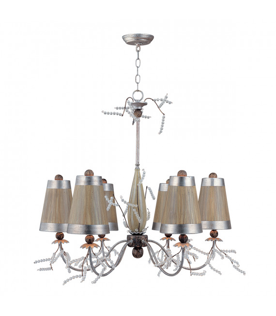 Chandelier Kristal Luxe Feuille d'argent et taupe 77