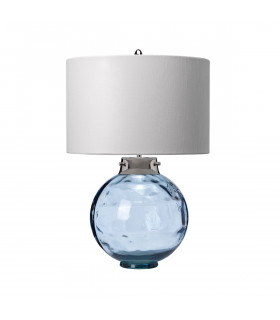 Lampe de table Kara Nickel poli métallique - Verrerie bleue 55