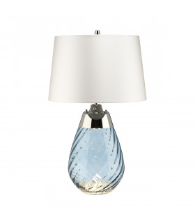 Lampe de table Lena Verre bleu teinté / ombre blanc cassé 60