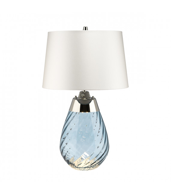 Lampe de table Lena Verre bleu teinté / ombre blanc cassé 60