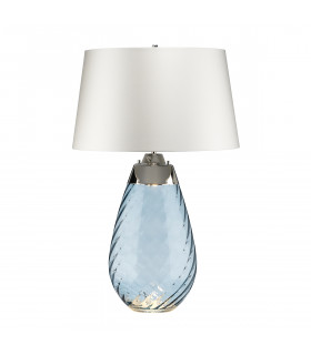 Lampe de table Lena Verre bleu teinté / ombre blanc cassé 74 Cm