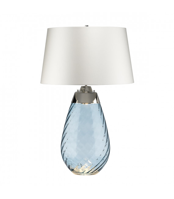 Lampe de table Lena Verre bleu teinté / ombre blanc cassé 74 Cm