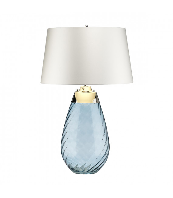 Lampe de table Lena Verre bleu teinté / ombre blanc cassé 74 Cm