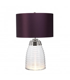 Lampe de table Milne Nickel poli métallique - Verrerie claire 41 Cm