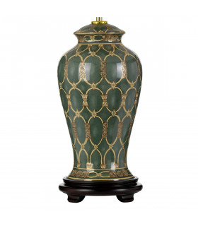 Lampe de table Sashi Vert avec or et brun 40 Cm