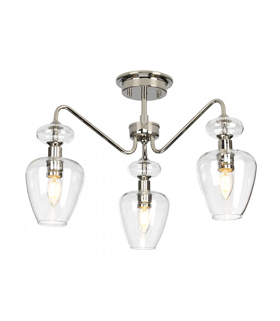 Plafonnier Armand Nickel poli avec des nuances de verre claire 36