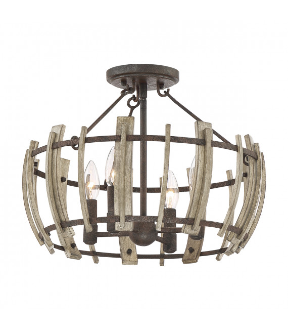 Plafonnier Wood Hollow Noire rustique 30,4 Cm