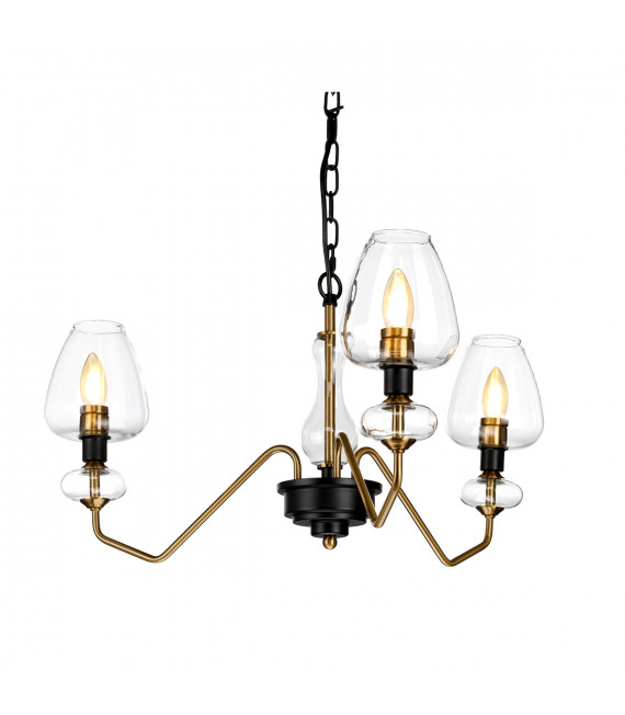 Suspension Armand Peinture noire plaquée en laiton et charbon de bois 33