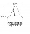 Suspension Paralume Chrome scintillant 6 ampoules 50cm