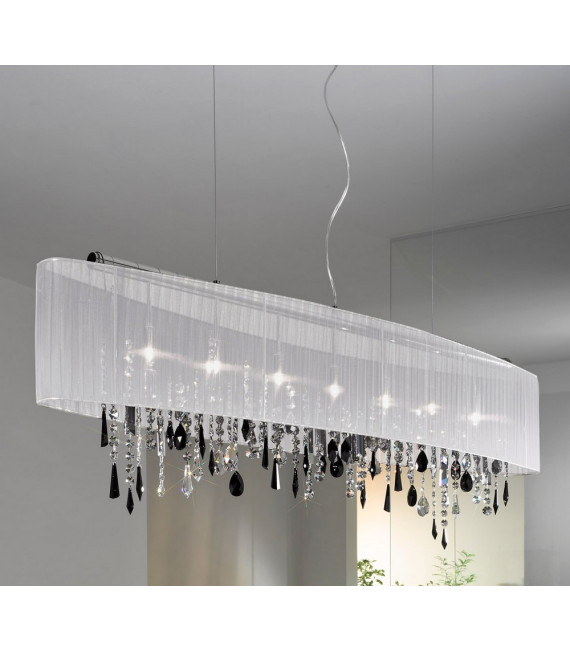 Lampada a sospensione Paralume Cromo scintillante 7 lampadine 50cm