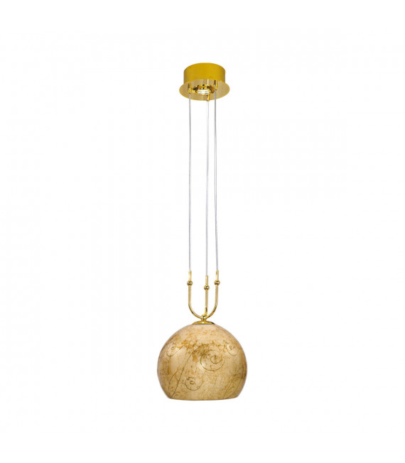 Lampada a sospensione Luna oro 24 carati 2 lampadine 200cm