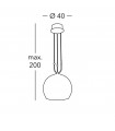 Luna Chrome pendant lamp 2 bulbs 200cm