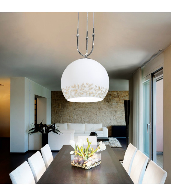 Lampada a sospensione Luna Chrome 2 lampadine 200cm
